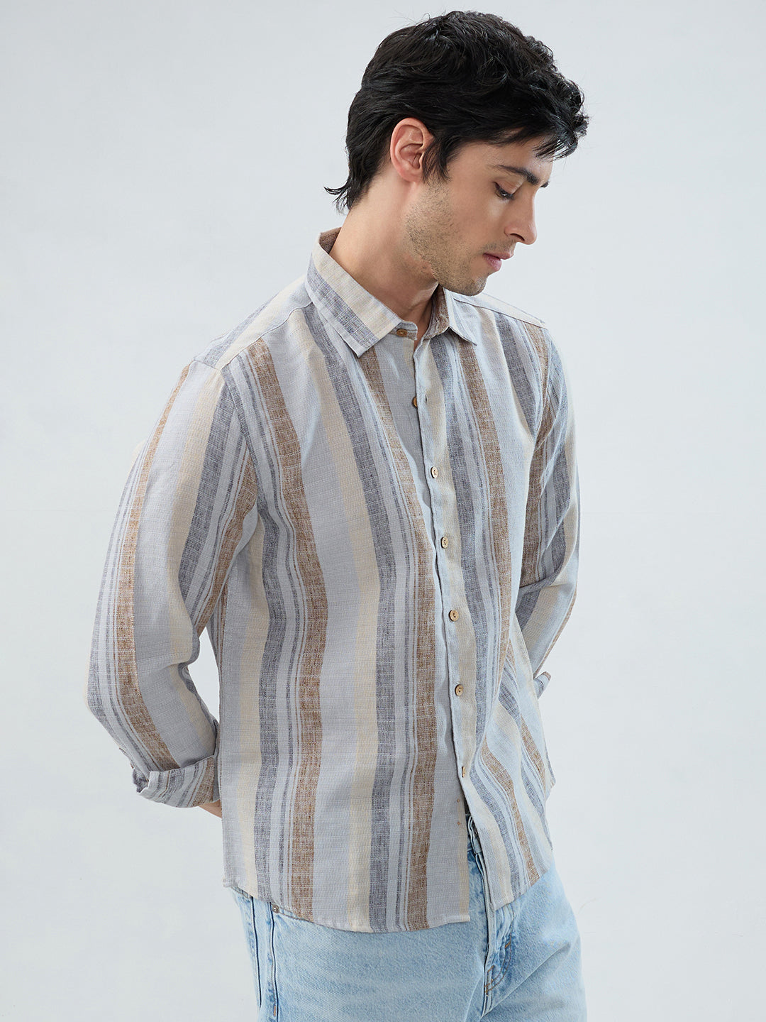 Sandswept Stripes Breezy Linen Blend Shirt