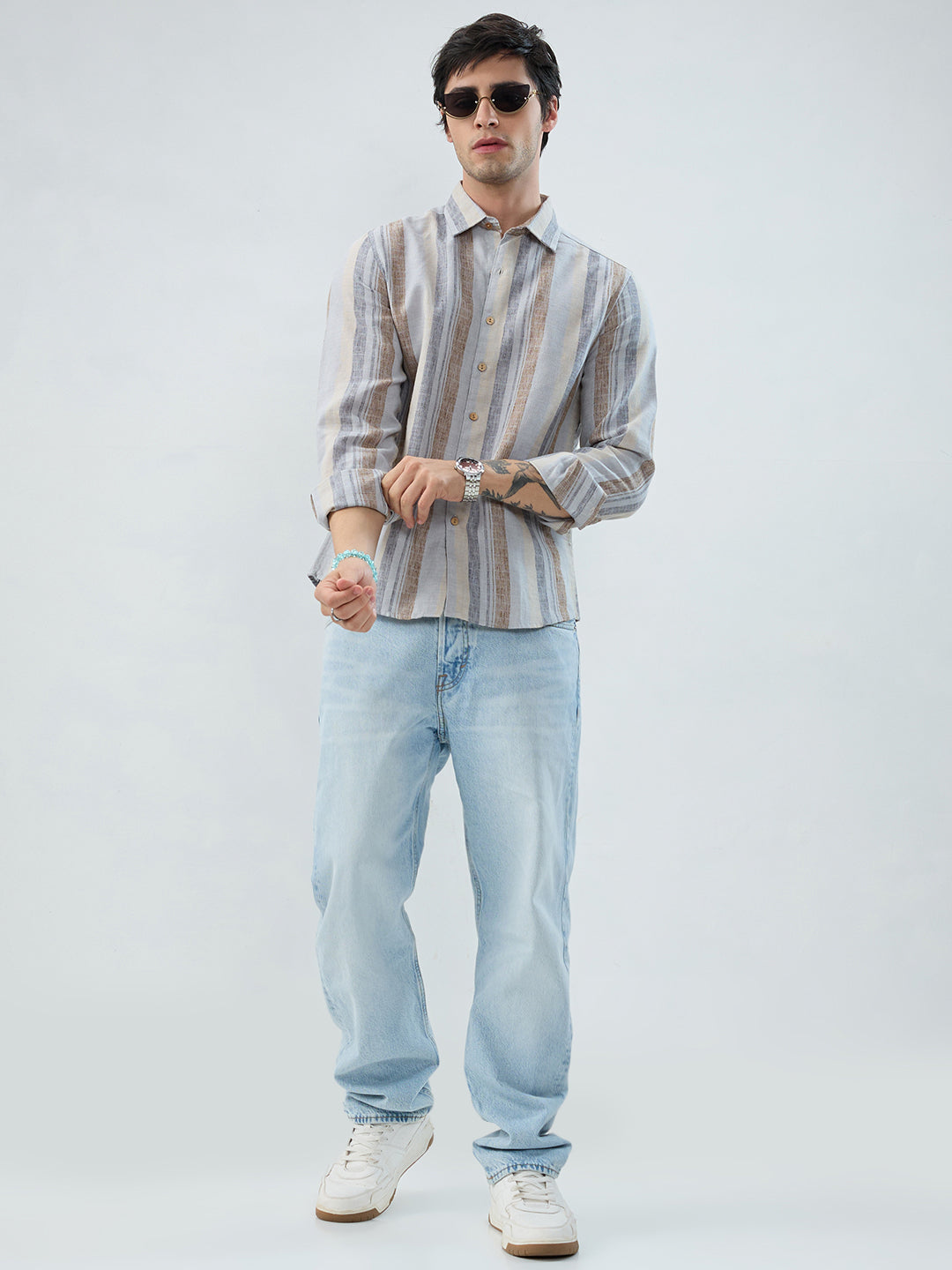 Sandswept Stripes Breezy Linen Blend Shirt