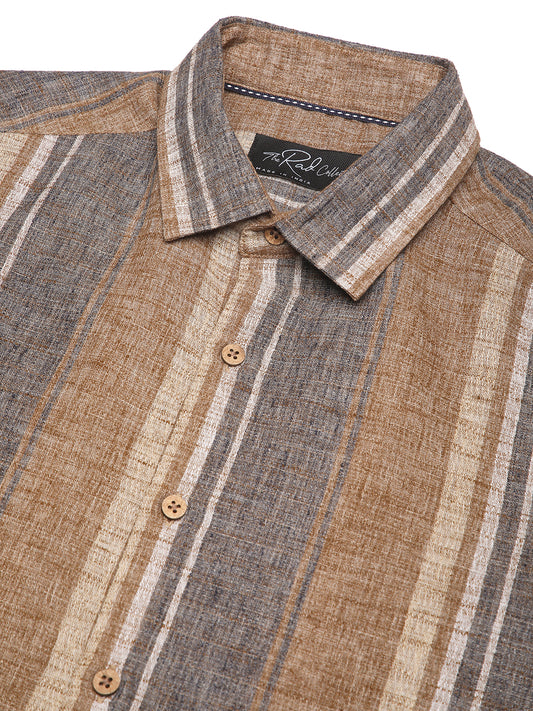Brown Sugar Slub Striped Shirt