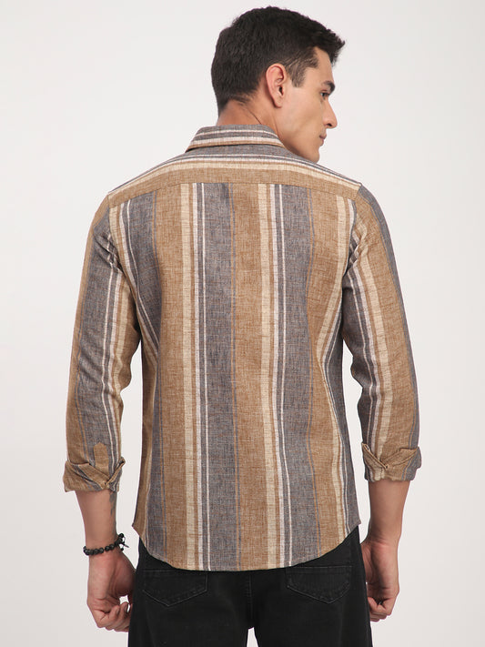 Brown Sugar Slub Striped Shirt