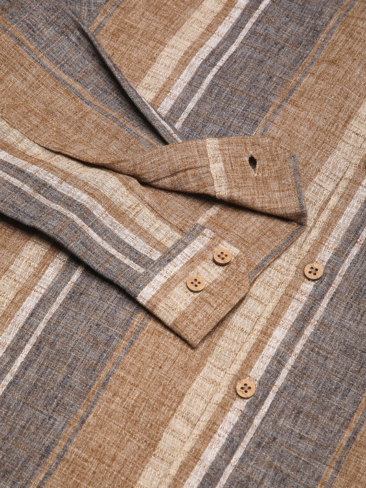 Brown Sugar Slub Striped Shirt