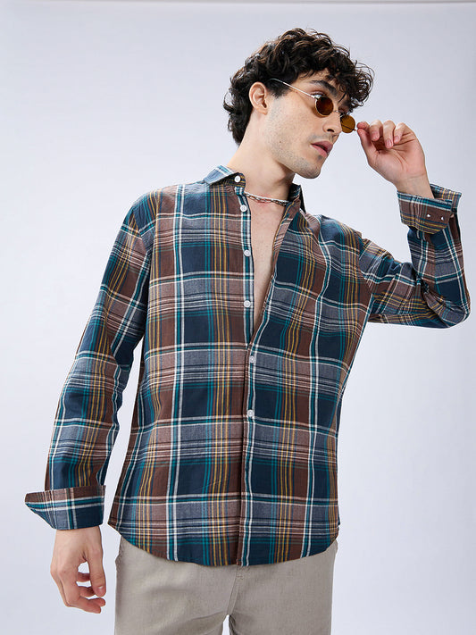 Forest Brown Multitone Heritage Checks Shirt