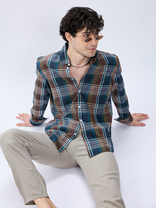 Forest Brown Multitone Heritage Checks Shirt