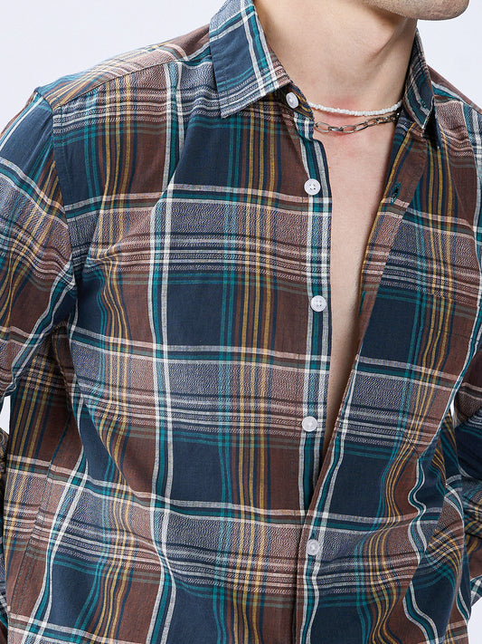 Forest Brown Multitone Heritage Checks Shirt