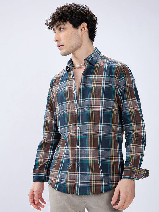 Forest Brown Multitone Heritage Checks Shirt
