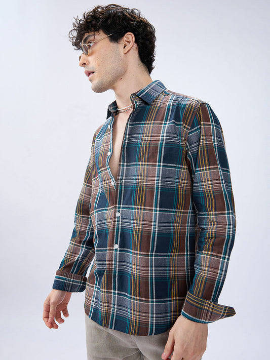 Forest Brown Multitone Heritage Checks Shirt