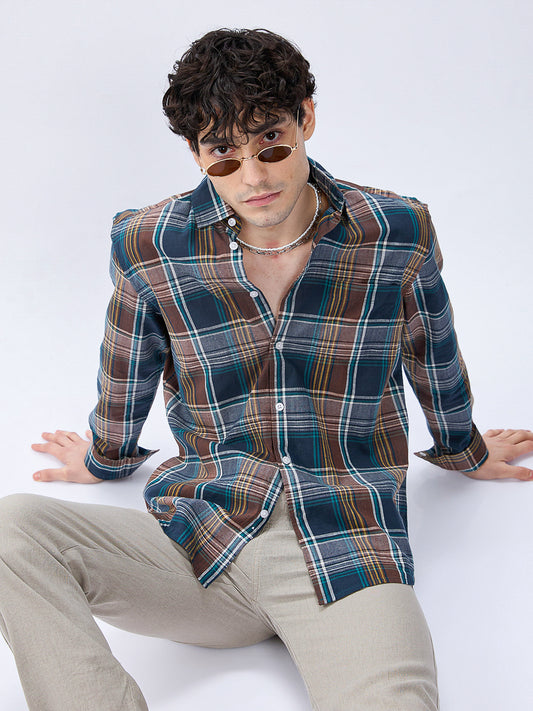 Forest Brown Multitone Heritage Checks Shirt