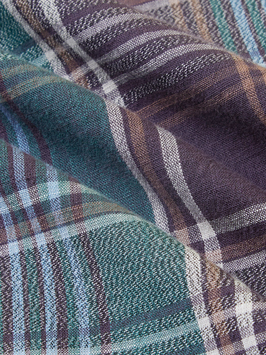 Twilight Teal Multitone Tartan Checked Jacquard Shirt