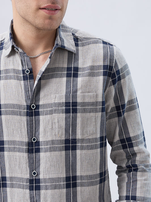 Navy Echo Box Checked Shirt