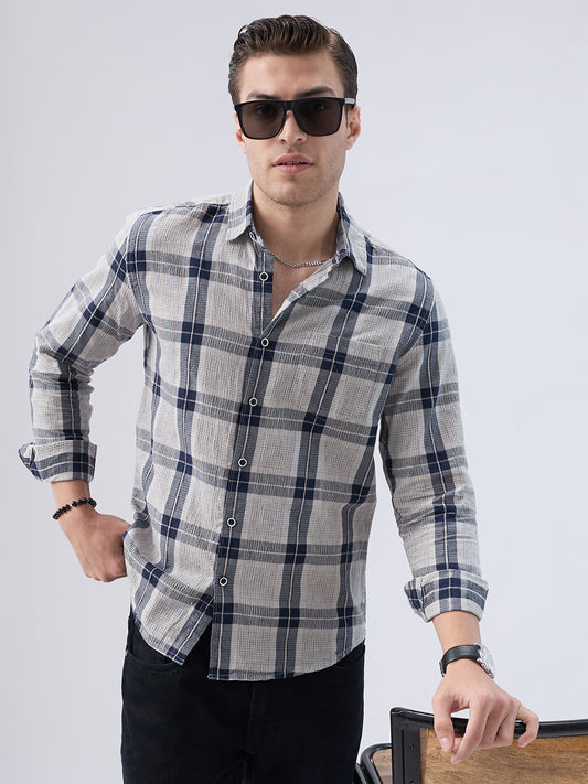 Navy Echo Box Checked Shirt
