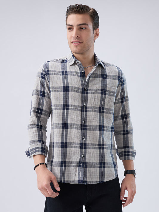 Navy Echo Box Checked Shirt