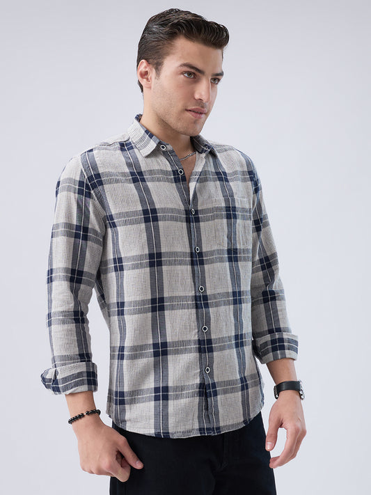 Navy Echo Box Checked Shirt