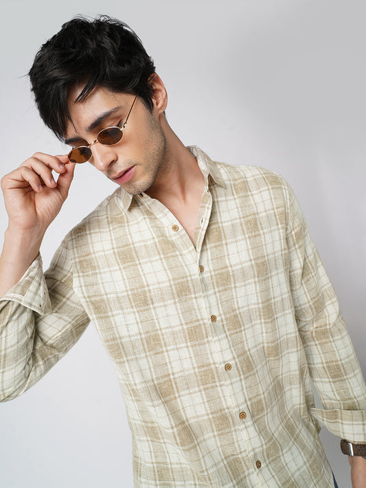 Desert Dune Coconut Checks Jacquard Shirt