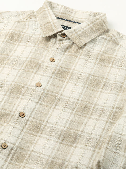 Desert Dune Coconut Checks Jacquard Shirt