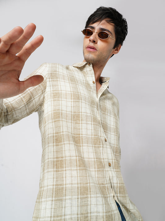Desert Dune Coconut Checks Jacquard Shirt