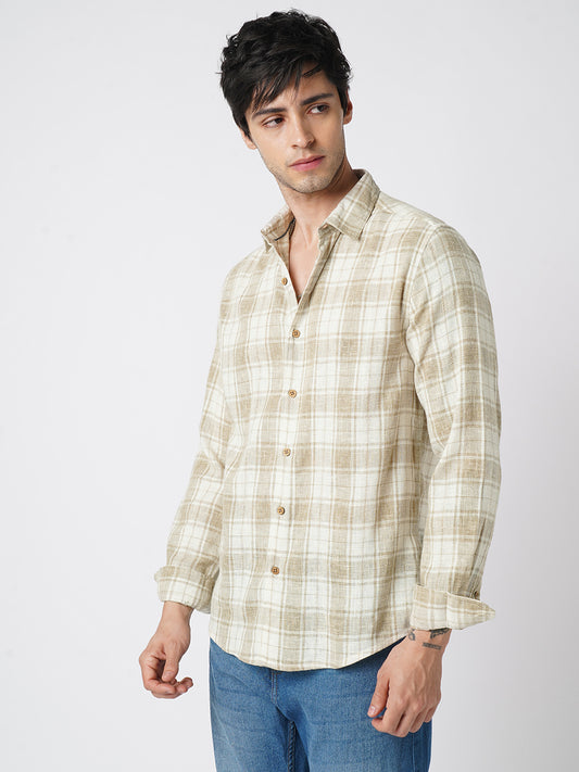 Desert Dune Coconut Checks Jacquard Shirt