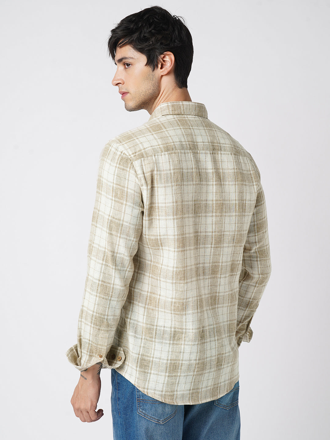 Desert Dune Coconut Checks Jacquard Shirt