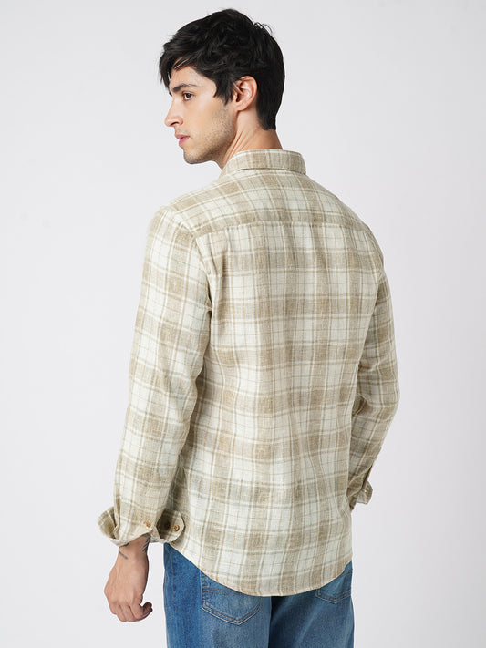 Desert Dune Coconut Checks Jacquard Shirt
