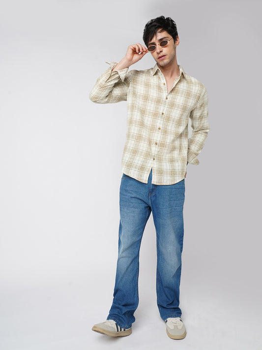 Desert Dune Coconut Checks Jacquard Shirt