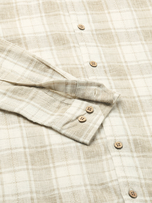 Desert Dune Coconut Checks Jacquard Shirt