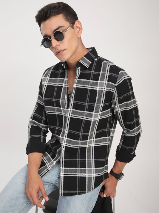 Black Twill Checks Shirt