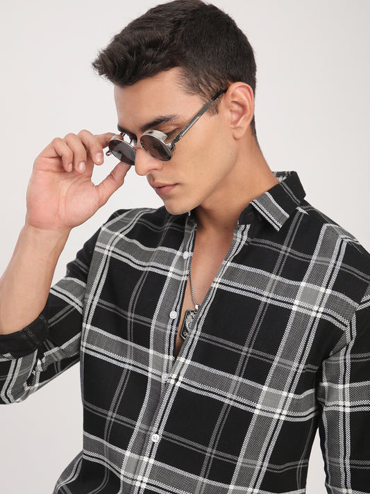 Black Twill Checks Shirt