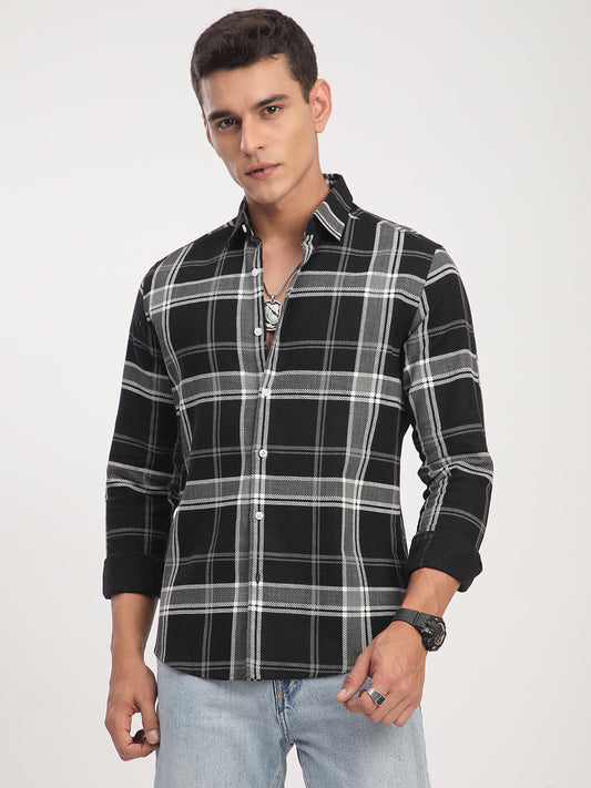 Black Twill Checks Shirt