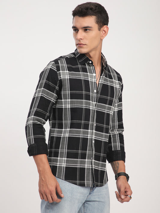 Black Twill Checks Shirt