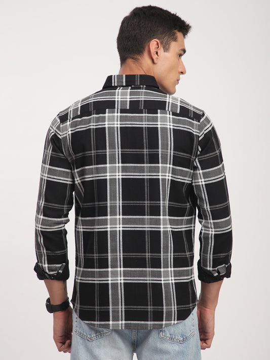 Black Twill Checks Shirt