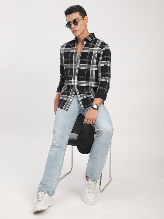 Black Twill Checks Shirt