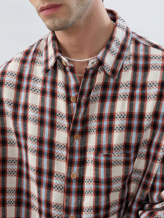 Autumn Grid Multicolor Checks Boxy Fit Crop Shirt