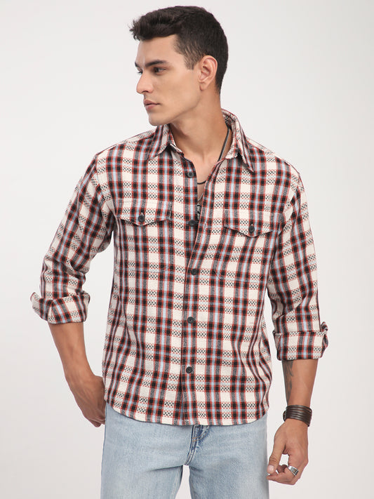 Autumn Grid Multicolour Checks Double Pocket Shirt