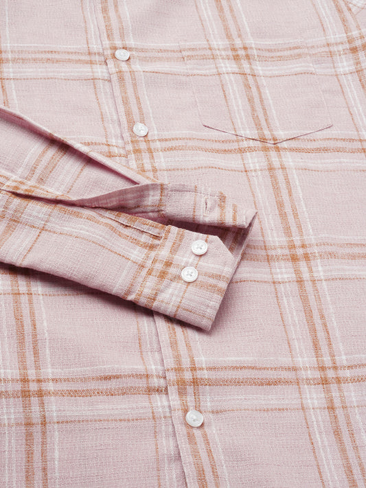 Lilac Luster Plaid Checks Linen Blend Shirt