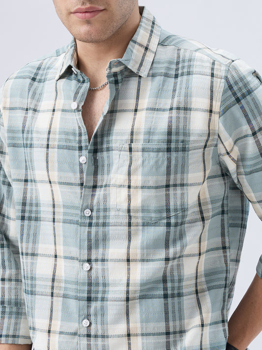 Turquoise Luxe Grid Checks Shirt