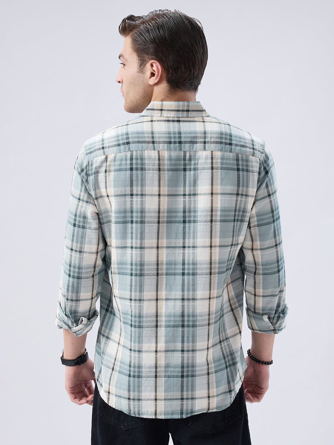 Turquoise Luxe Grid Checks Shirt