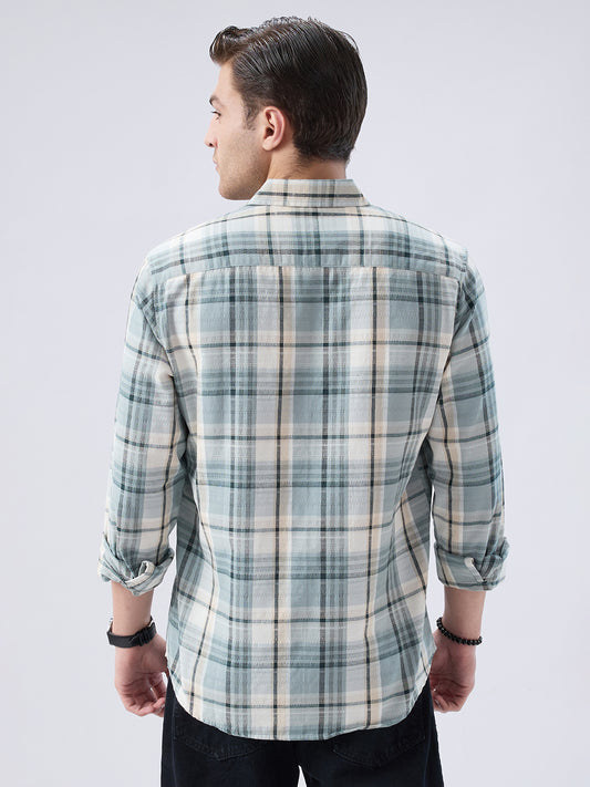 Turquoise Luxe Grid Checks Shirt