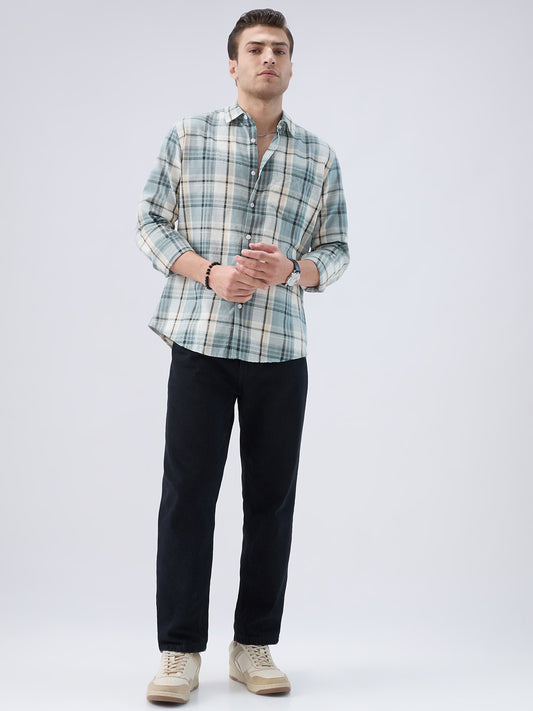 Turquoise Luxe Grid Checks Shirt