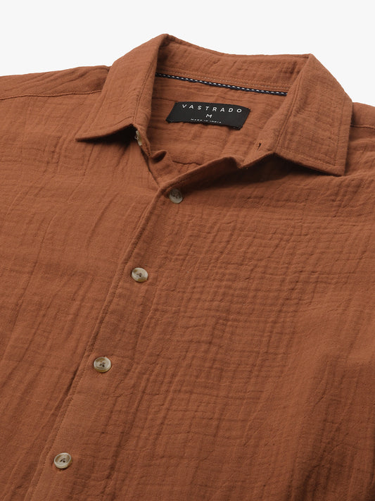 Elegant Rust Double Cloth Everyday Shirt
