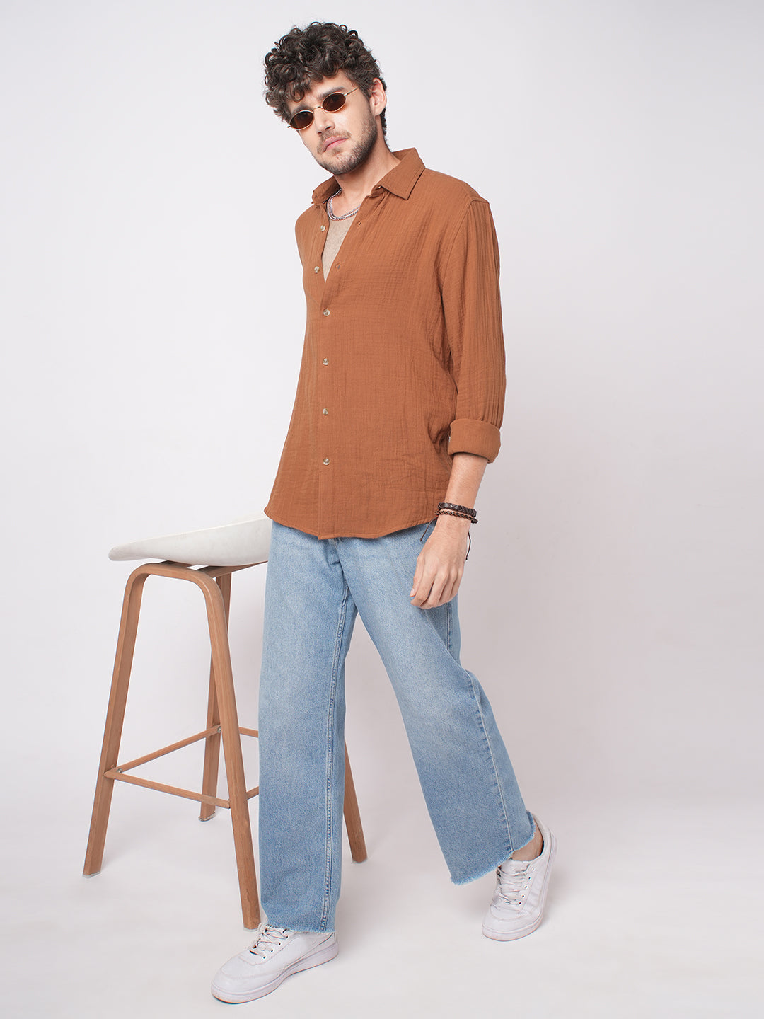 Elegant Rust Double Cloth Everyday Shirt
