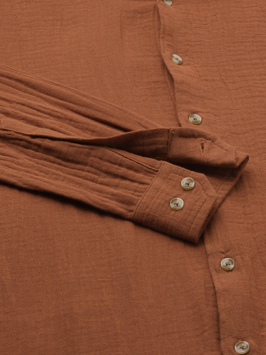 Elegant Rust Double Cloth Everyday Shirt