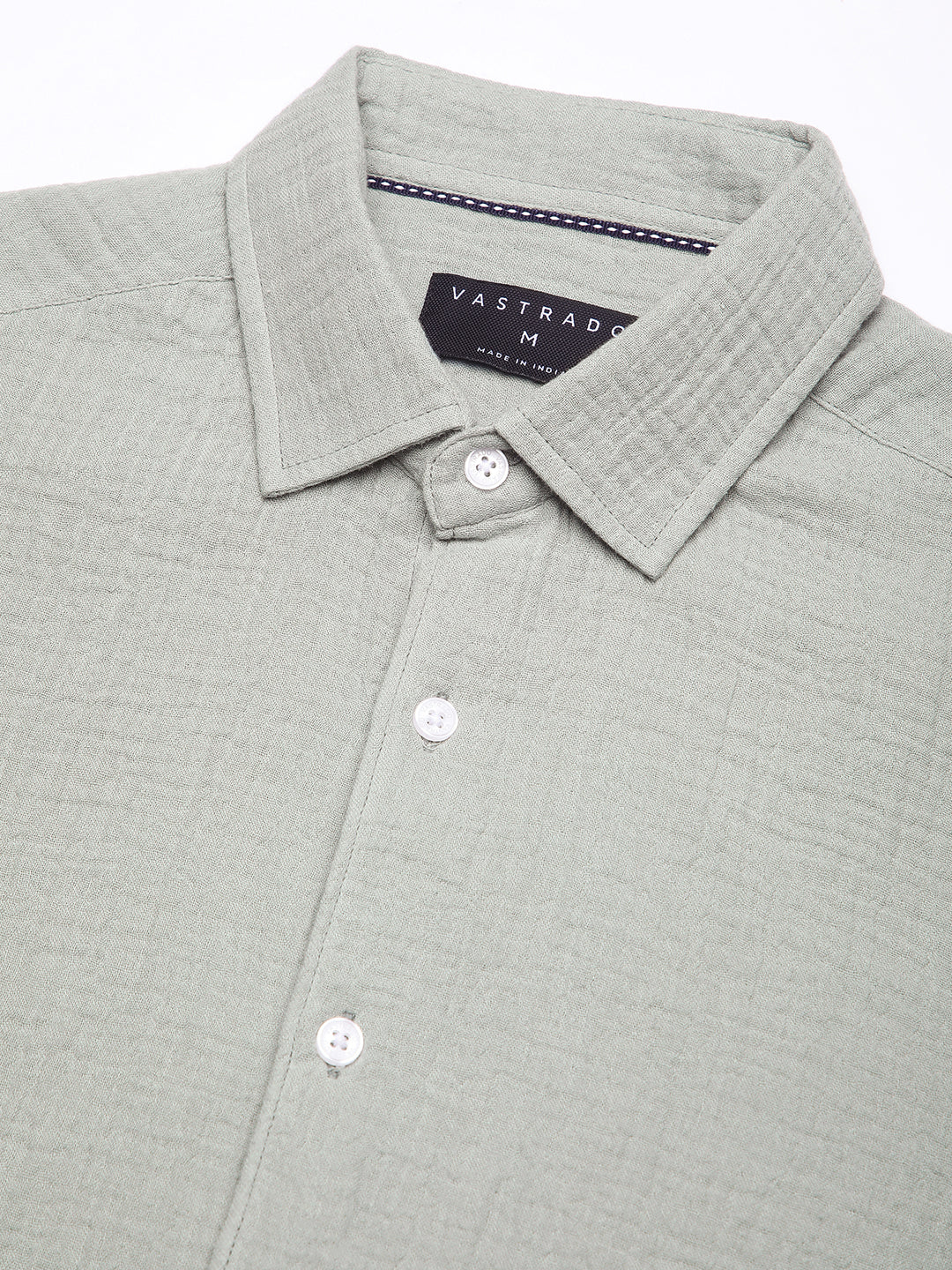 Laurel Green Zephyr Double Cloth Crinkled Shirt