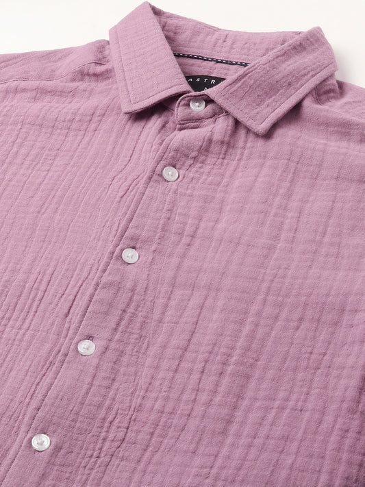 Elegant Lilac Double Cloth Shirt