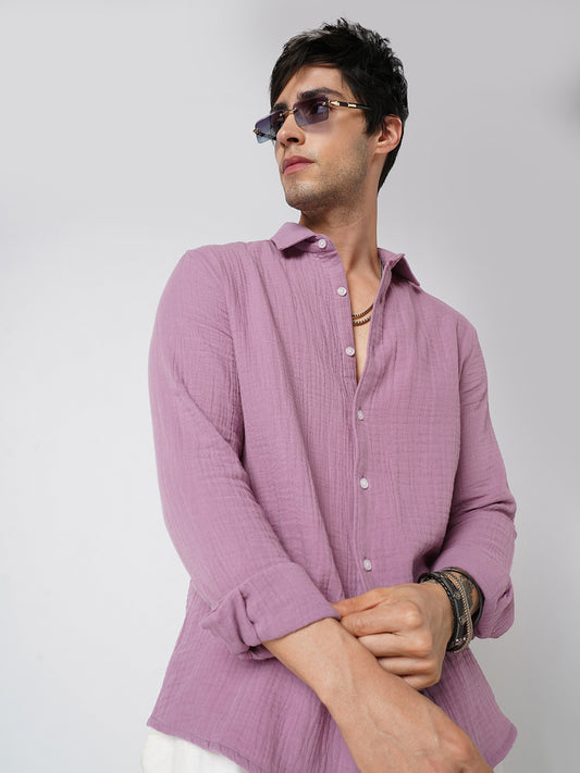 Elegant Lilac Double Cloth Shirt