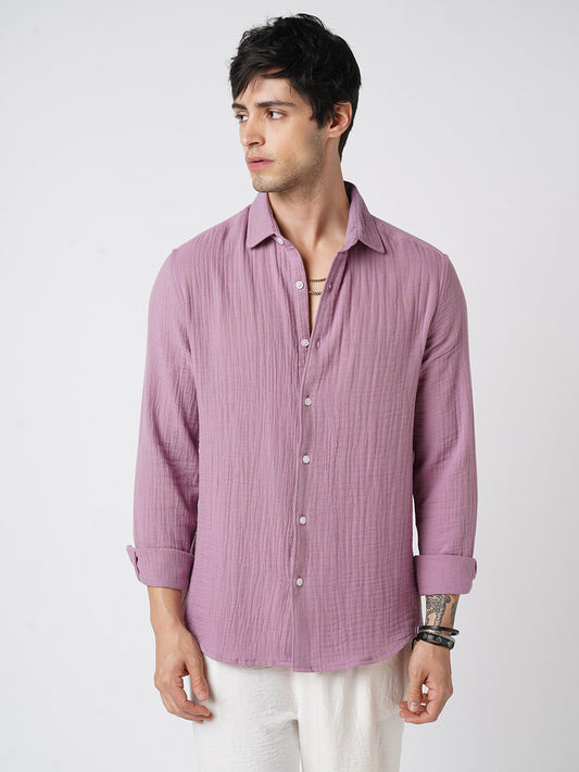 Elegant Lilac Double Cloth Shirt