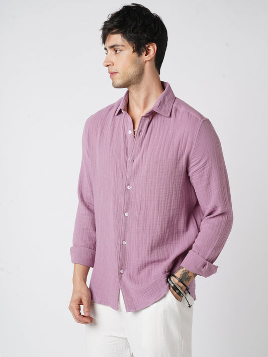 Elegant Lilac Double Cloth Shirt