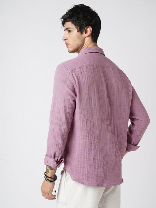 Elegant Lilac Double Cloth Shirt