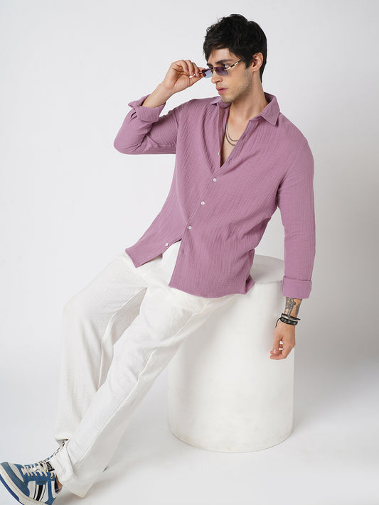 Elegant Lilac Double Cloth Shirt