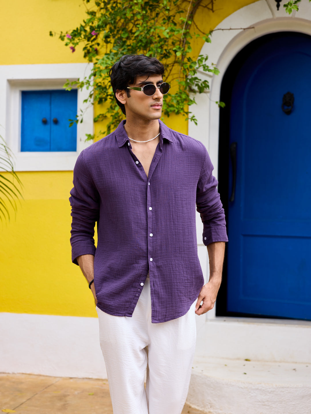 Kalamata Purple Double Cloth Shirt