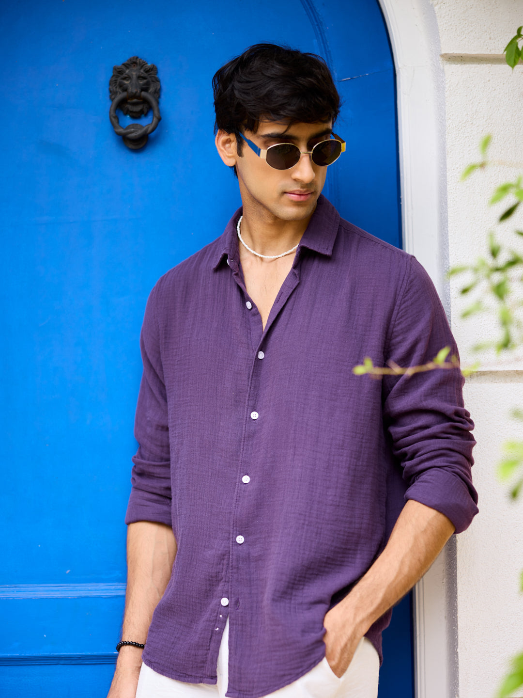 Kalamata Purple Double Cloth Shirt