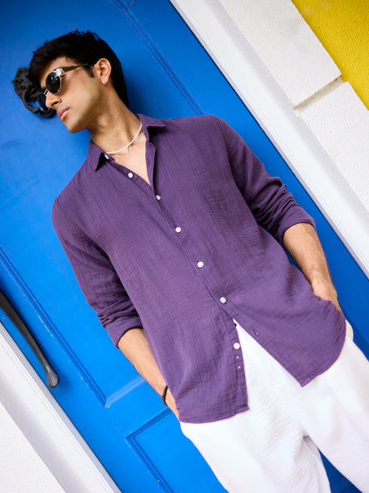 Kalamata Purple Double Cloth Shirt